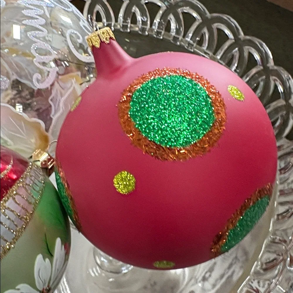 Elegant Glass Holiday Ornament Set - Red, Green, and White